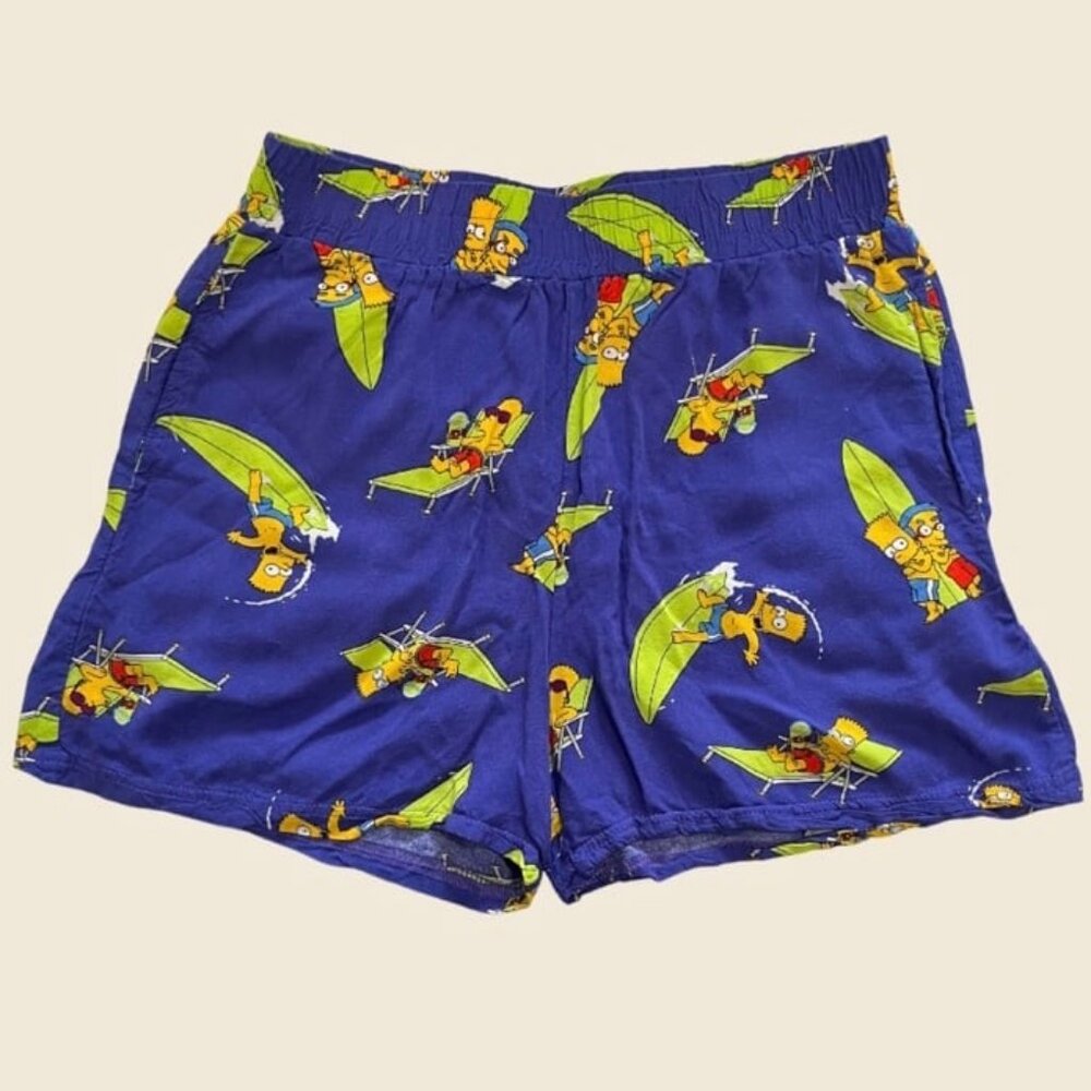 Mad Engine The Simpsons Bart and Millhouse Beach Surf Print Shorts Size S